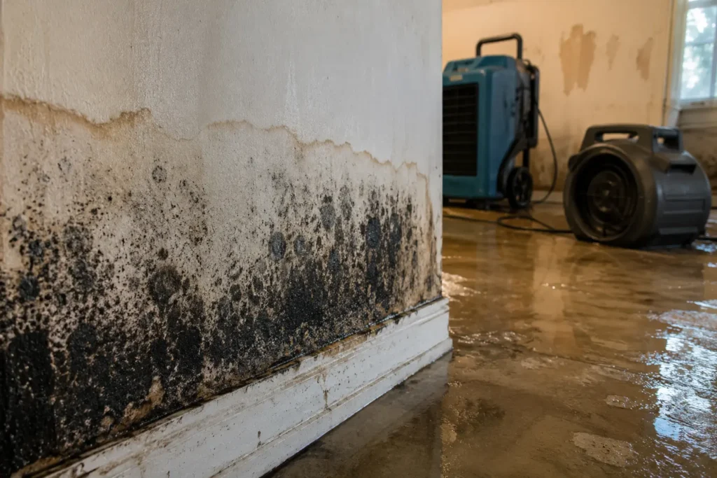 Mold after water damage growing on drywall in Southeast home